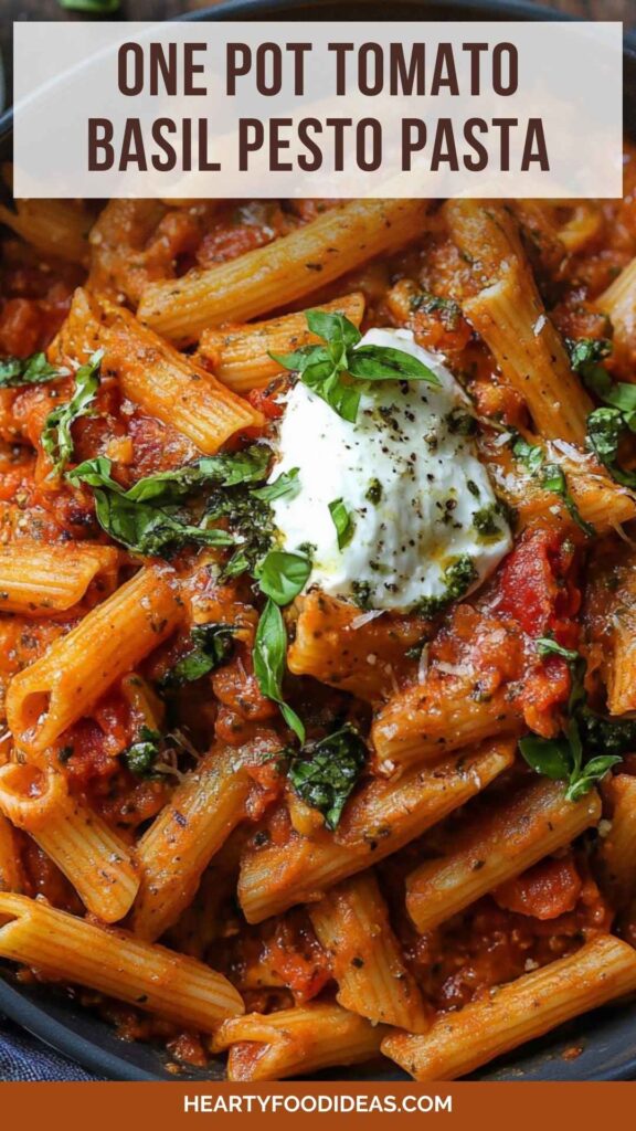 One Pot Tomato Basil Pesto Pasta