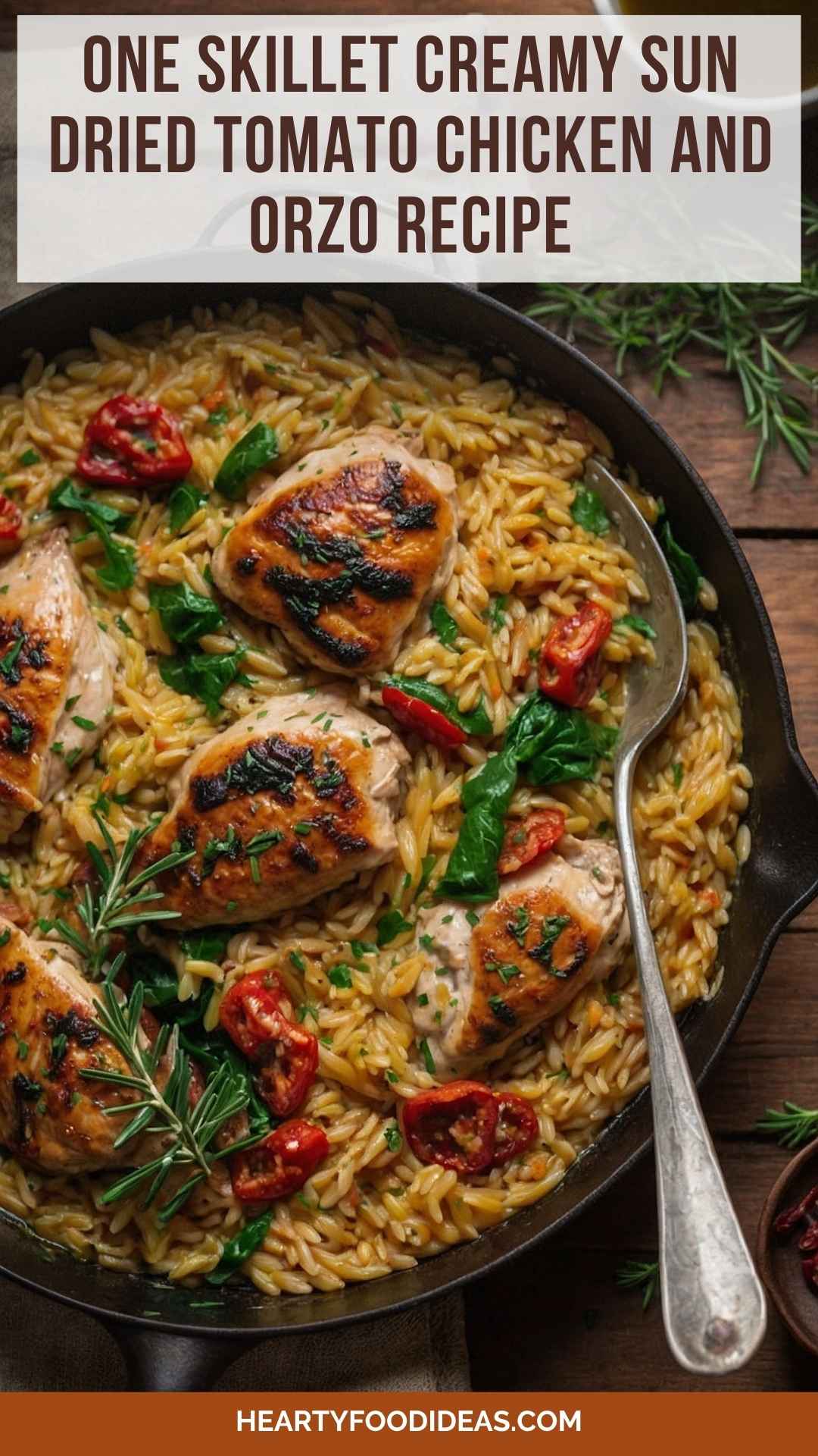 One Skillet Creamy Sun Dried Tomato Chicken And Orzo Recipe