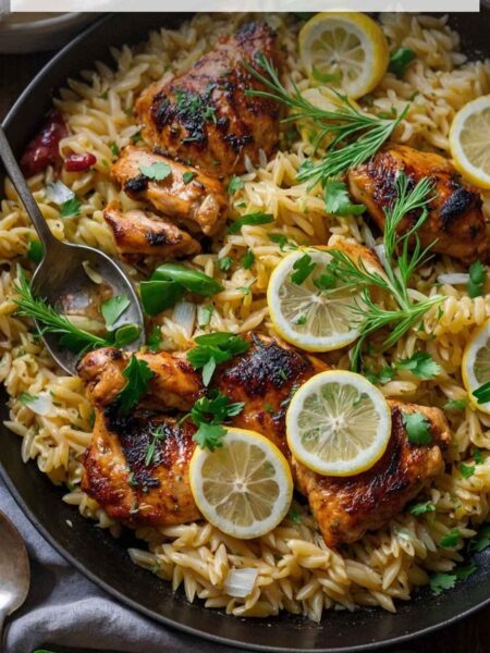 One Skillet Lemon Butter Chicken and Orzo Recipe