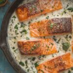 Garlic Butter Creamed Spinach Salmon