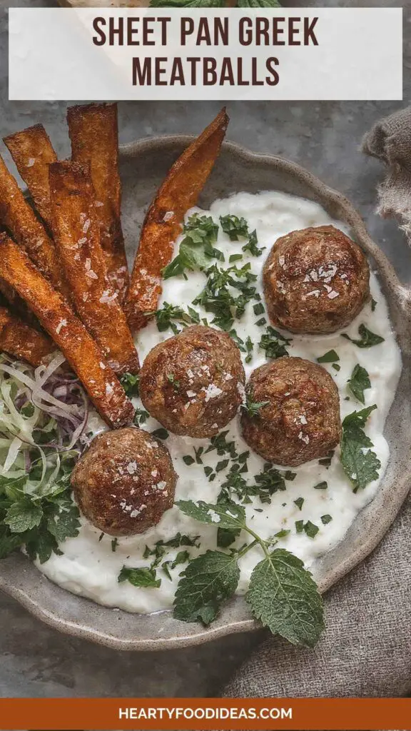 Sheet Pan Greek Meatballs