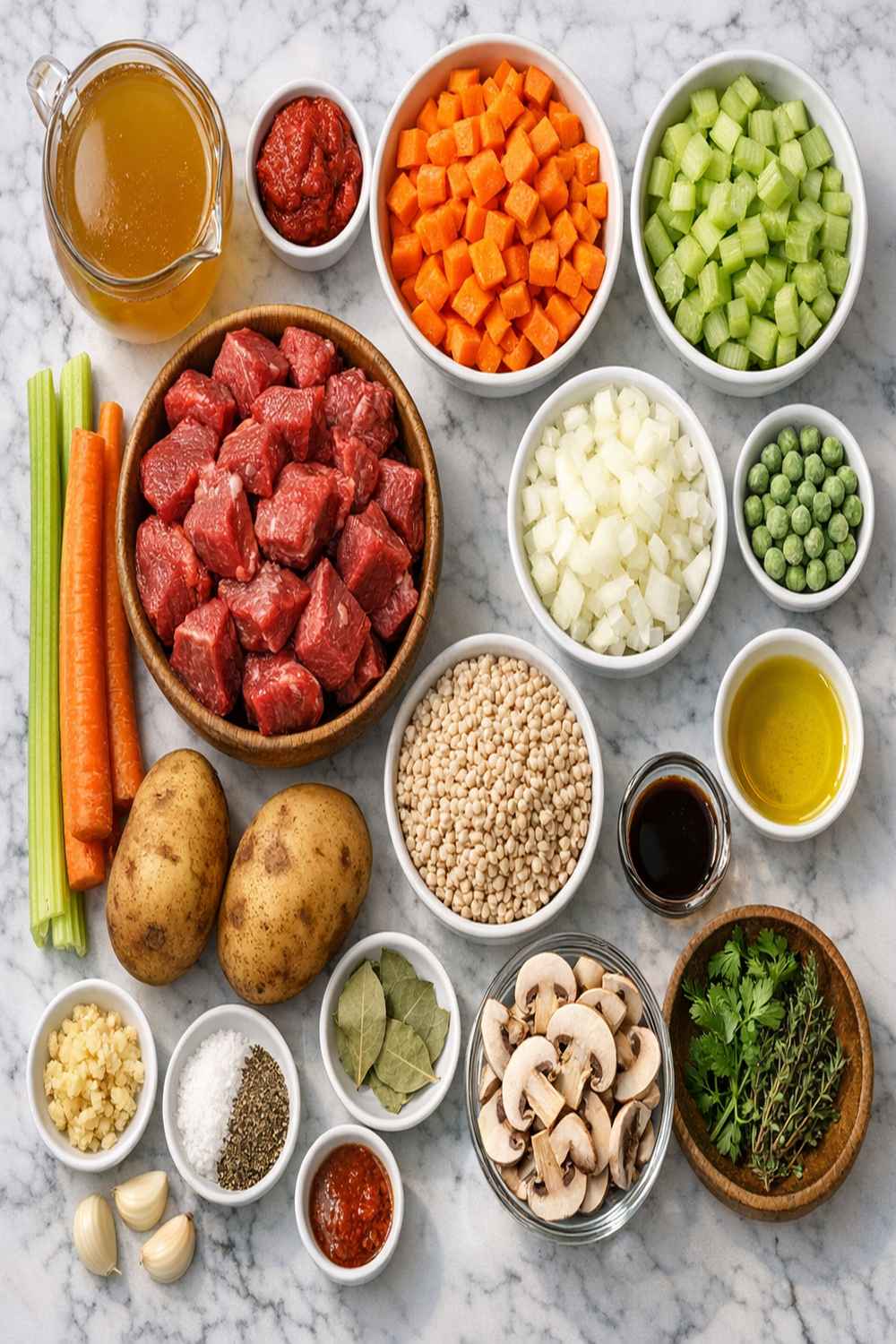 Beef Barley Soup Slow Cooker Recipe ingredients