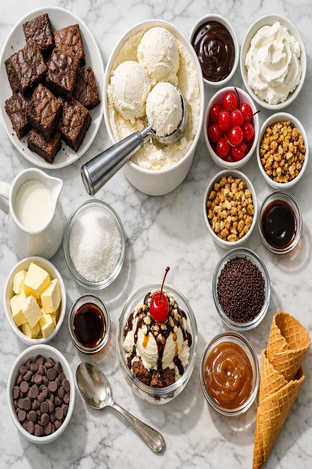 Brownie Ice Cream Sundae Recipe ingredients