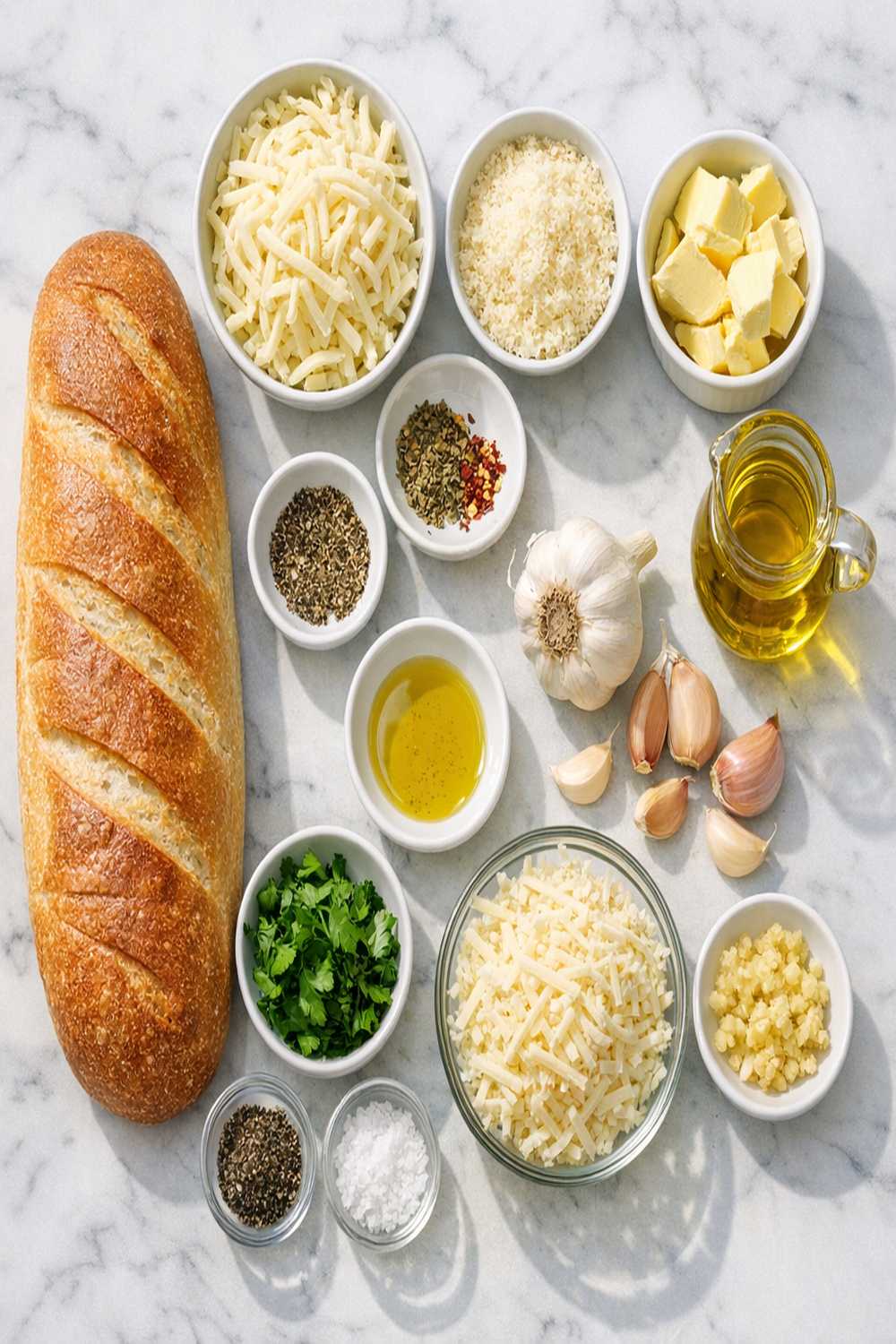 Cheesy Garlic Bread Recipe ingredients